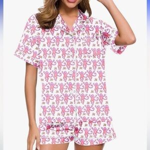 MsAilcplis - Roller Rabbit - 2 piece pajama set. Monkey design. Women's small.